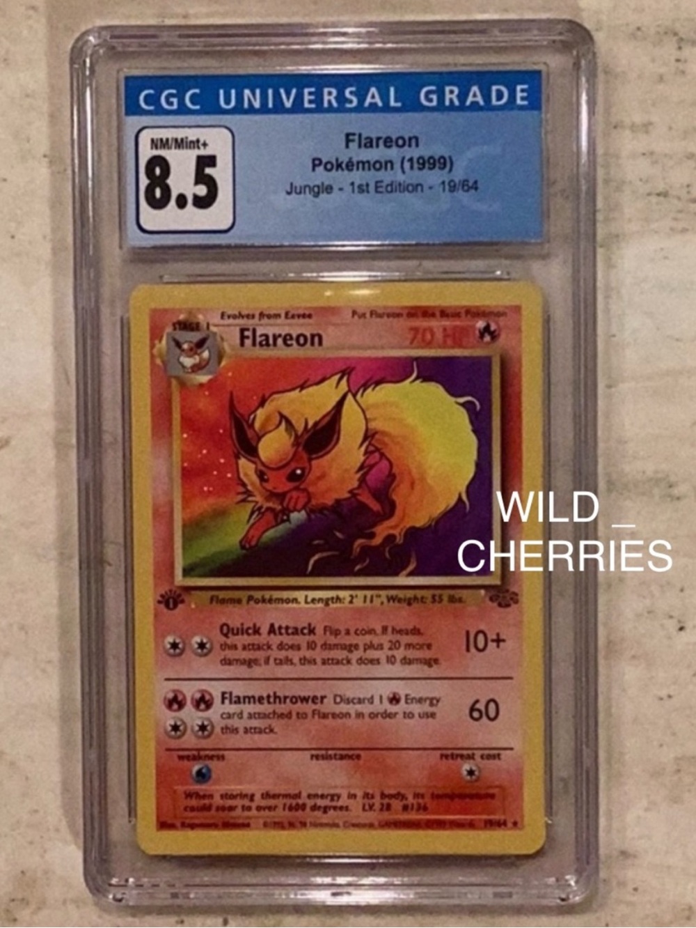 Flareon 1st Edition 1999 Pokemon Jungle 19/64 Non Holo CGC 8.5 TCG #19 WOTC